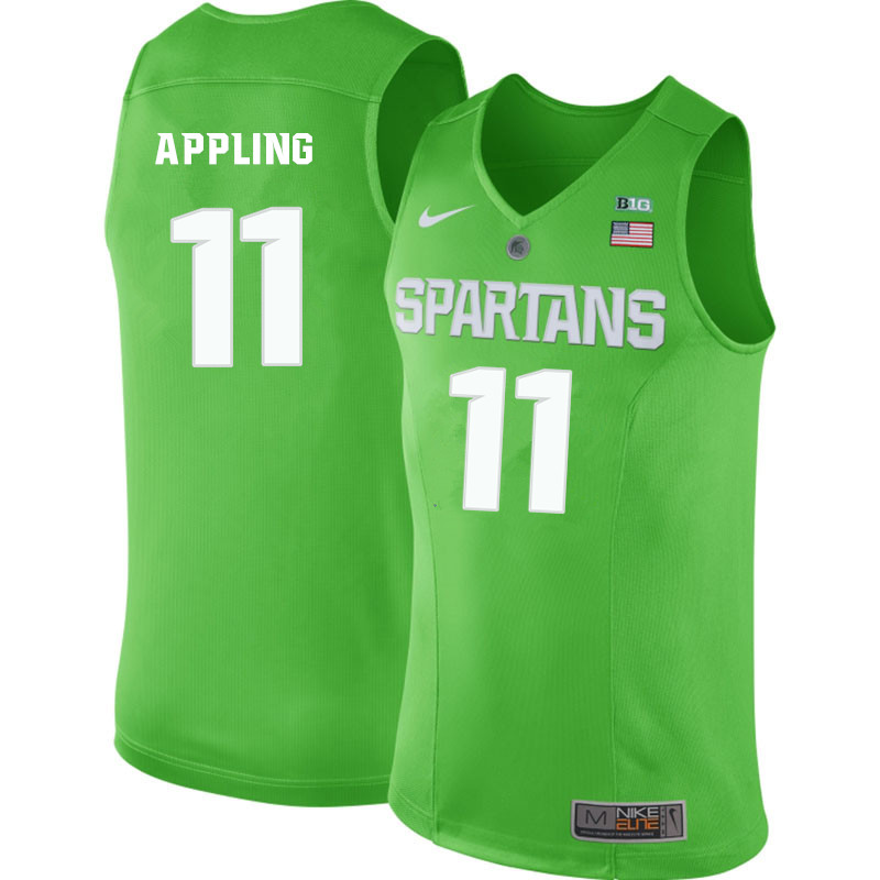 Men Michigan State Spartans #11 Keith Appling NCAA Nike Authentic Green 2020 College Stitched Basketball Jersey SH41B80XV